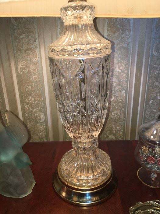 one of two matching pair of crystal lamps