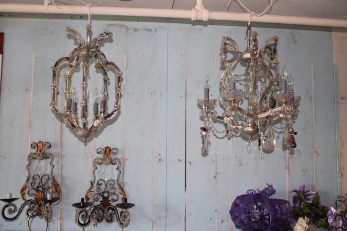 MANY CHANDELIERS AND SCONCES