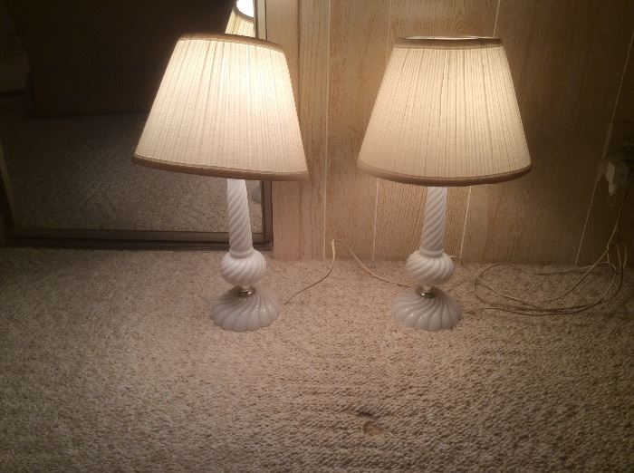 Milk glass table lamps