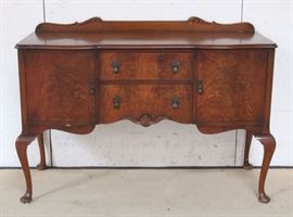 Queen Anne burl front buffet