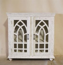 Painted white double door display