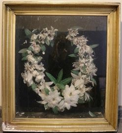 Antqiue floral wreath shadowbox