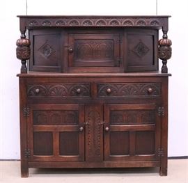 English oak court cupboard