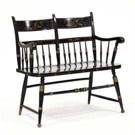 Primitive stenciled double bench