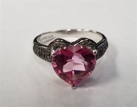 4.5 Carat pink topaz & black diamond ring