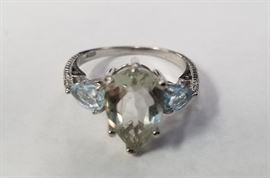 3 Ct green amethyst baby swiss blue topaz