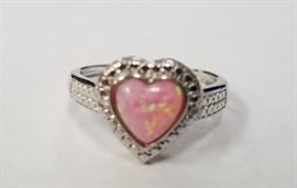 Rainbow opal & diamond sterling ring