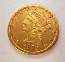 1882 $5 gold piece
