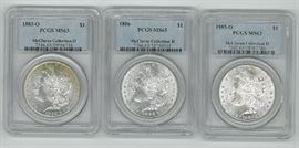 MS 63 graded Morgan silver dollars