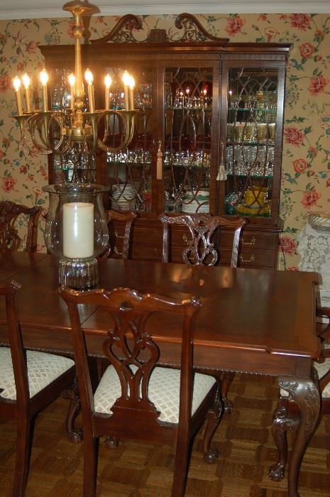 Henredon Dining Table and Chippendale China Cabinet