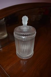 Beautiful Vintage Lidded Glass Jar 