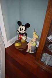 Large Vintage Mickey Mouse & Tinker Bell Statuesque Figurines