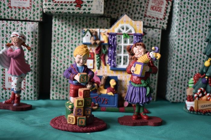 Vintage "All Through the House" Dept 56: Christmas Figurines all with Original Boxes.