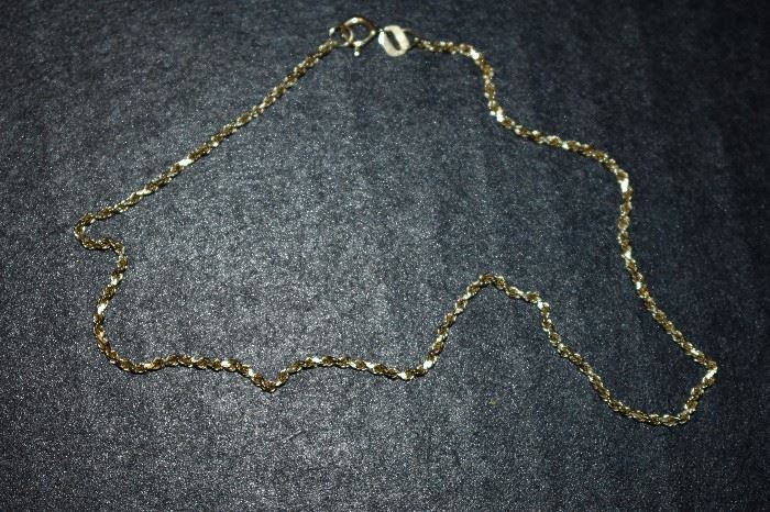14K Gold Chain Diamond Cut Necklace 16"