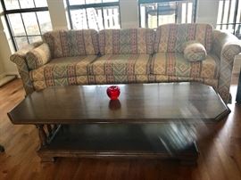 mid century curved sofa has great bones and potential!