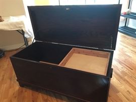 one of two identical cedar chests, newer, espresso finish