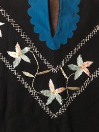 old wool serape hand embroidered