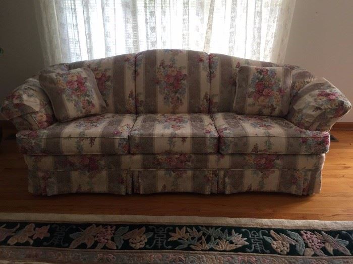 #2 sofa (2) Broyhill cream/khaki floral sofas 7ft $100 each $200.00 