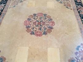 #11 rug Garden collection machine made rug, cream, green, mauve 8x12 $100.00
