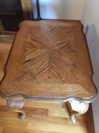 #6 table (2) wood inlay top end tables 26x20x21.5 $75 each $150.00