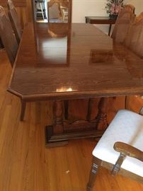#9 wood dining table w 1 leaf, 6 chairs 82x42x30 $175.00