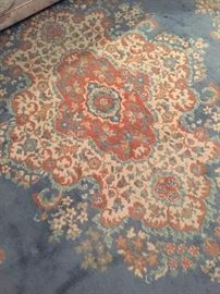#15 blue, cream, rose 8x11 rug machine made $75.00