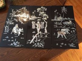 #62 (3) Asian Mother of Pearl panels $25 each $75.00 