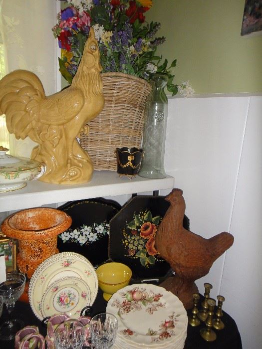 Vintage China, Roosters,  Vintage Serving Trays