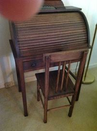 Antique roll top desk / chair $ 180.00