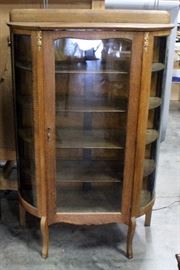5-Tier China / Curio Cabinet with Curved Glass Sides, 41"W x 65"H x 12"D