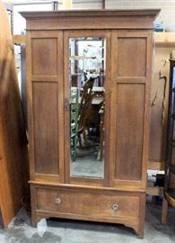 Knockdown Wardrobe / Armoire, Beveled Glass Mirror, Dovetail Constructed Drawer, 44"W x 75"H x 18"D