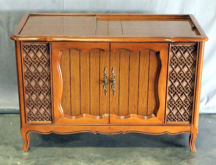 Magnavox Micromatic Stereophonic Record Player and Console Cabinet, 37.5"W x 25"H x 17"D, Powers Up