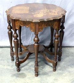 Scalloped Edge Occasion / Accent Table, Appears Old, 29"Dia x 30"H