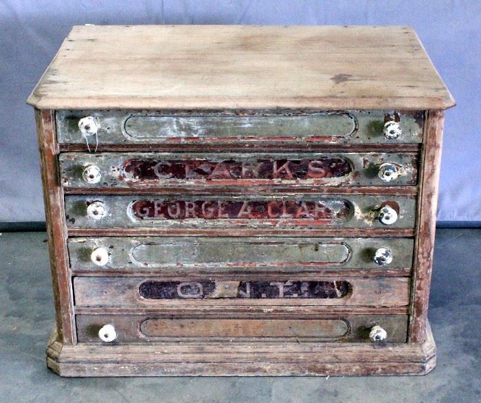 Clark's George A Clark 6-Drawer Spool Cabinet, 29"W x 22"H x 18"D