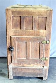 Antique Tin Lined Ice Box, Food Storage Compartment, Raised Panel Construction, 23"W x 40"H x 16"D