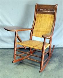 Woven Rocking Chair with Folding Arm Tray