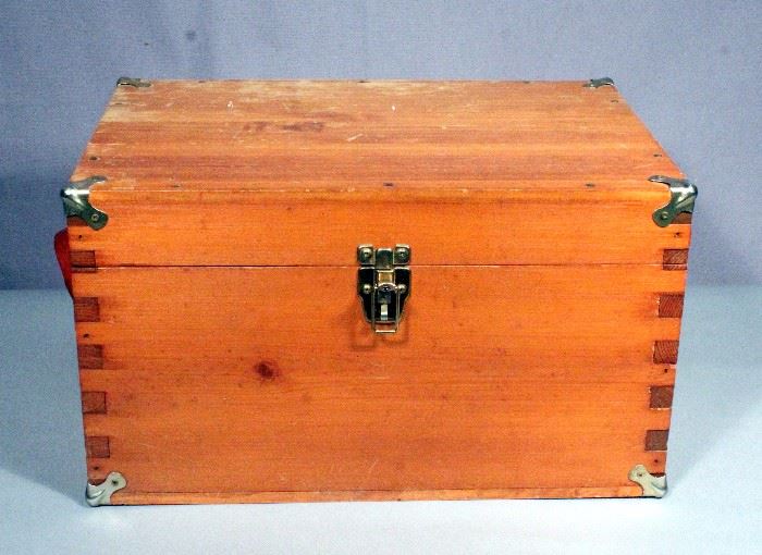 Dovetail Constructed Box / Chest with Leather Handles, 18"W x 10"H x 12"D
