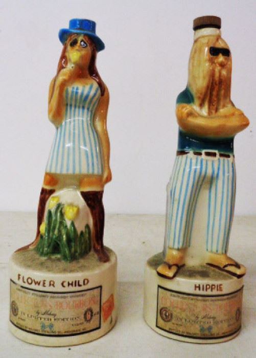1970s Flower Child/Hippie Decanters