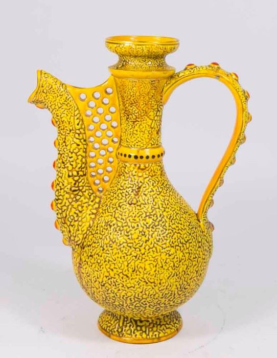 Lot 7: Zsolnay Yellow Textured Ceramic Ewer