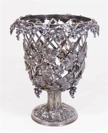 Lot 205: Silverplated Wine Cooler with Grape Design