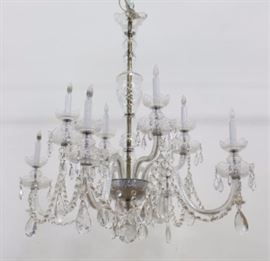 Lot 258: Victorian Style Cut Crystal 8-Light Chandelier