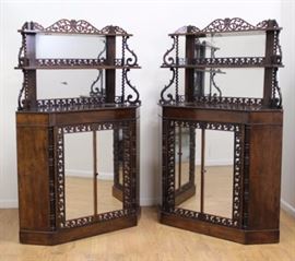 Lot 412: Pair Rosewood Meeks Converted Corner Cabinets