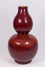 Lot 565: Chinese Sang de Boeuf Porcelain Double Gourd Vase