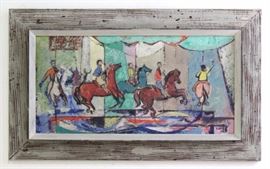 Lot 1038: Mid-Century Oil on Board, Carousel