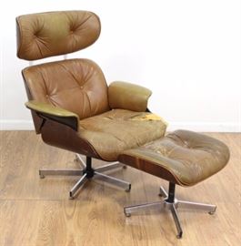 Lot 1088: Plycraft Chair & Footstool