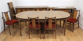Lot 1095: Mid-Century Modern Walnut Dining Room Set