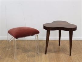 Lot 1097: Mid-Century Amorphous Side Table & Lucite Chair