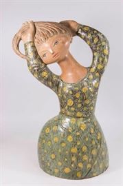 Lot 1099: Modern Glazed Ceramic Female Figure