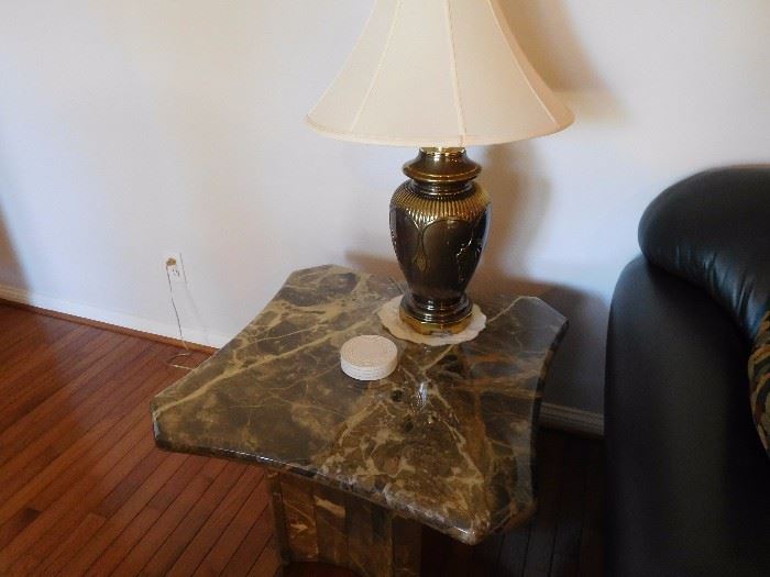 marble  table  and   lamp