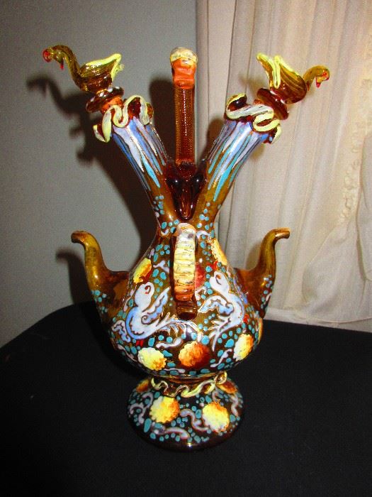 Antique Enameled Moser Art Glass 